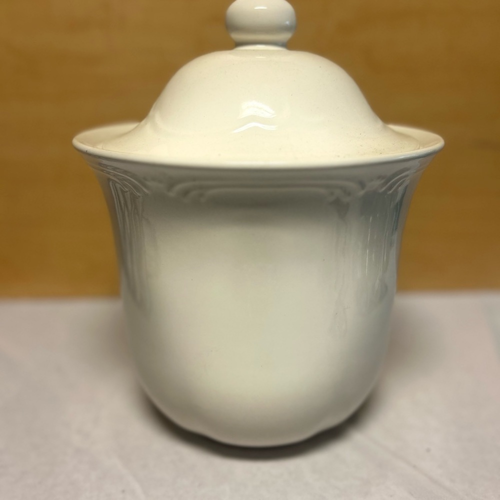 Vintage White Ceramic Jar with Lid